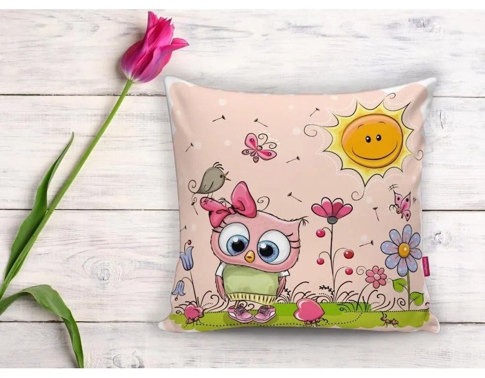 Dziecięca poszewka na poduszkę 43x43 cm Pink Owl – Mila Home