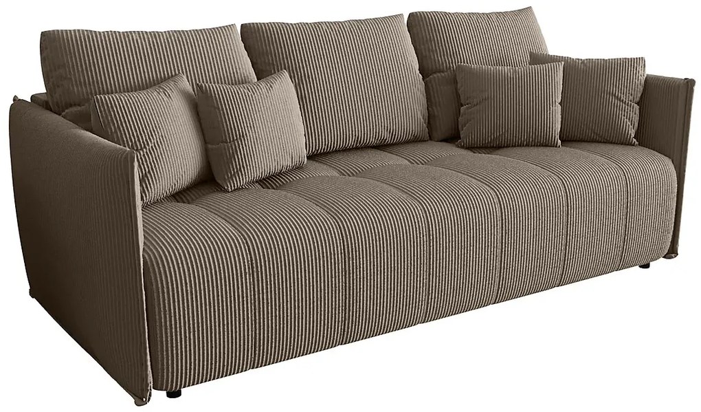 Jasnobrązowa sztruksowa sofa z funkcją spania M8-K90