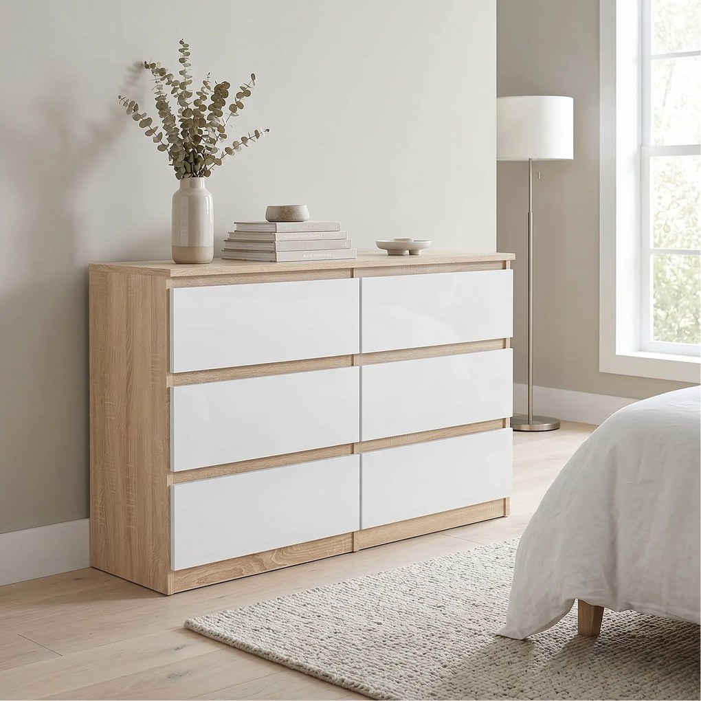 Komoda NUDO 120 cm do Salonu Sypialni 6 Szuflad Dąb sonoma