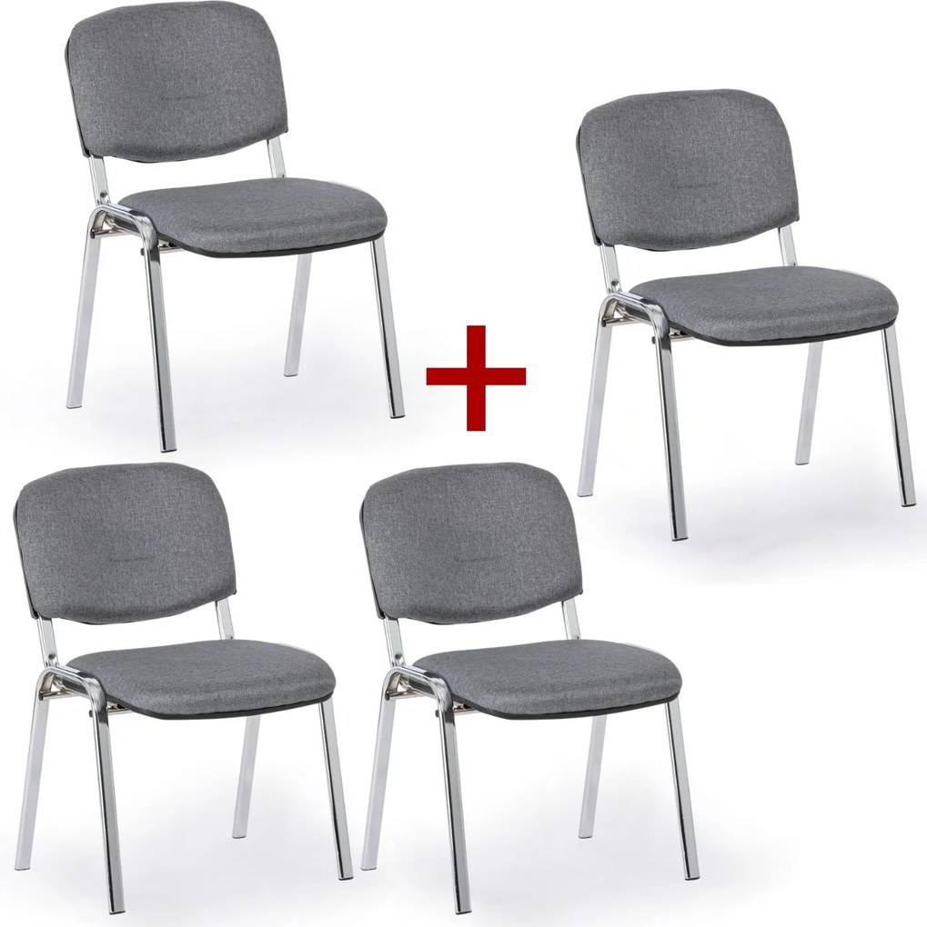 Krzesło konferencyjne VIVA PLUS 3+1 GRATIS - chromowane nogi, szare