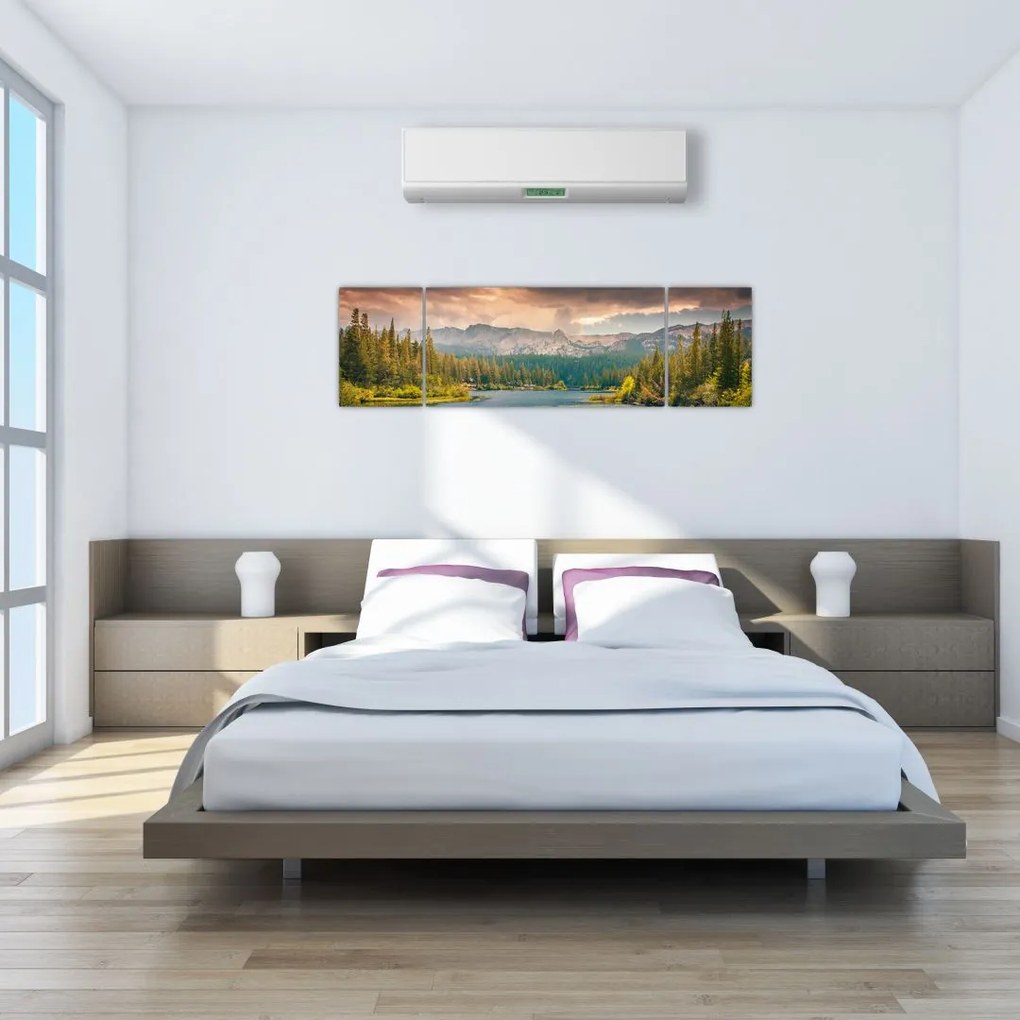 Obraz górskiej rzeki i gór (170x50 cm)