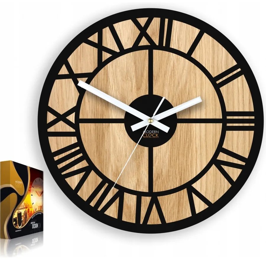 Zegar na ścianę nowoczesny drewniany z cichym mechanizmem okrągły solidny