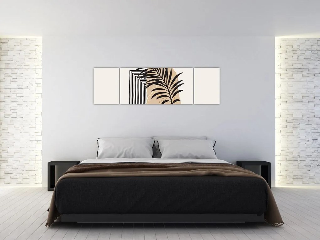 Obraz - Abstrakcja z tropikalnymi liśćmi N⁰3 (170x50 cm)