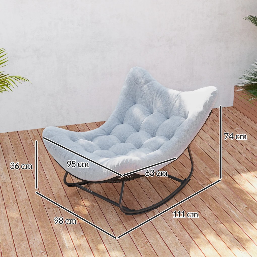 Huśtawka z Rattanu Outsunny z Ramą Stalową i Poduszką 98 x 111 x 74 cm Szary