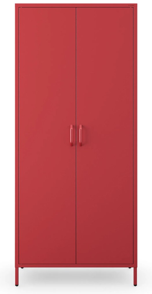 Szafa na ubrania metalowa loftowa na nóżkach czerwona, 800x1850x450 mm: FLAVIO