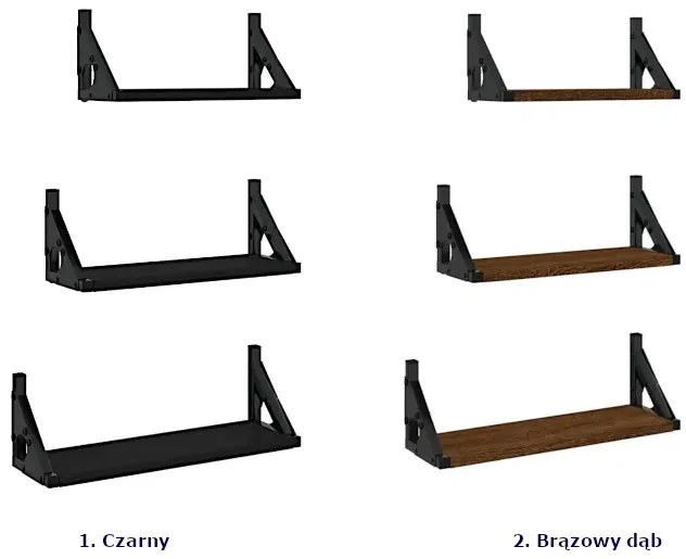 Zestaw trzech różnych czarnych półek Esmar