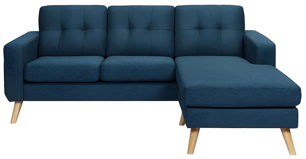 Kanapa narożna dwustronna BARTOLOME z tkaniny – kolor ciemny niebieski