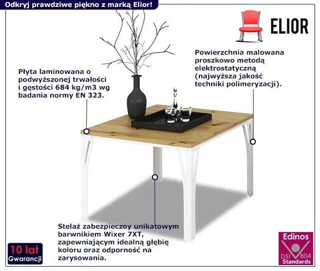 Skandynawski stolik kawowy biały + dąb artisan Trigo