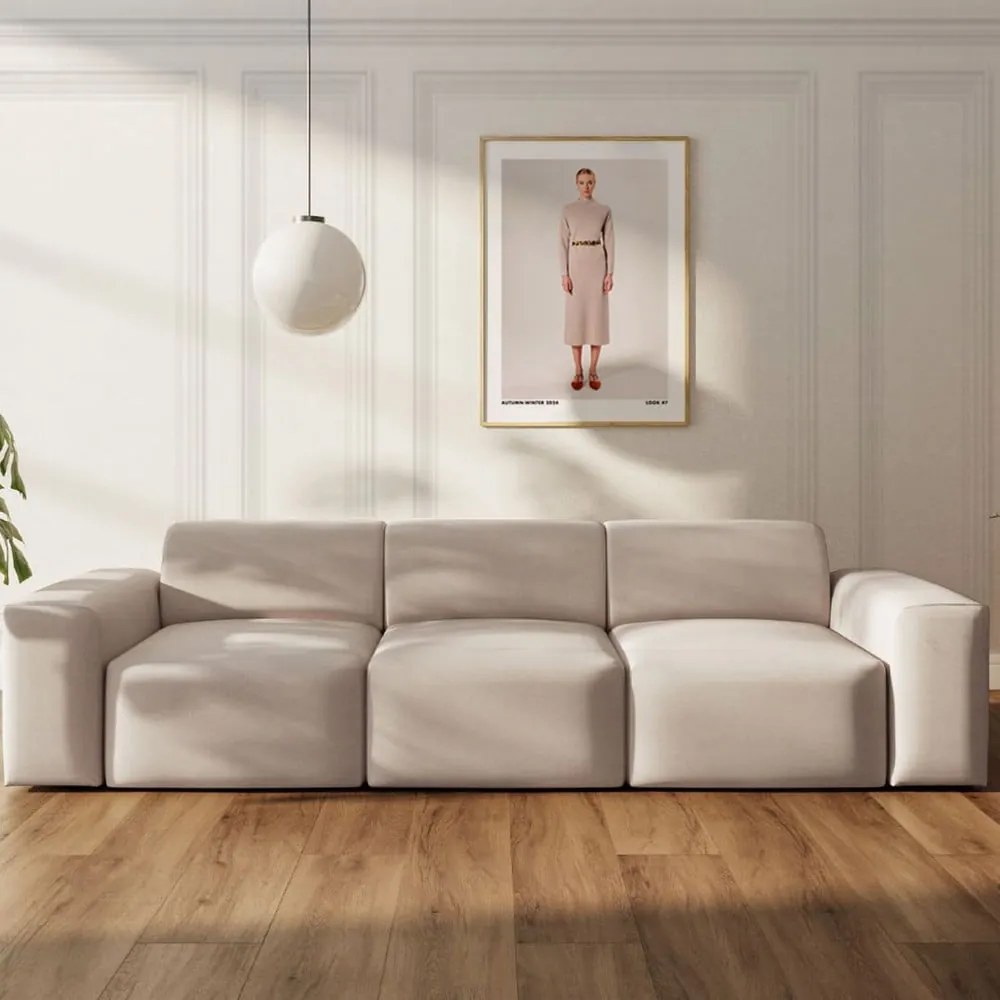 Beżowa aksamitna sofa 285 cm Villet – Rodier