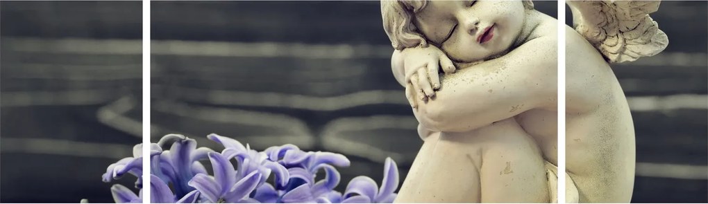 Obraz anioła z kwiatem (170x50 cm)