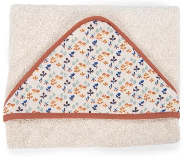 Kremowy bawełniany ręcznik dziecięcy z kapturem 80x80 cm Pomme des Bois – Moulin Roty