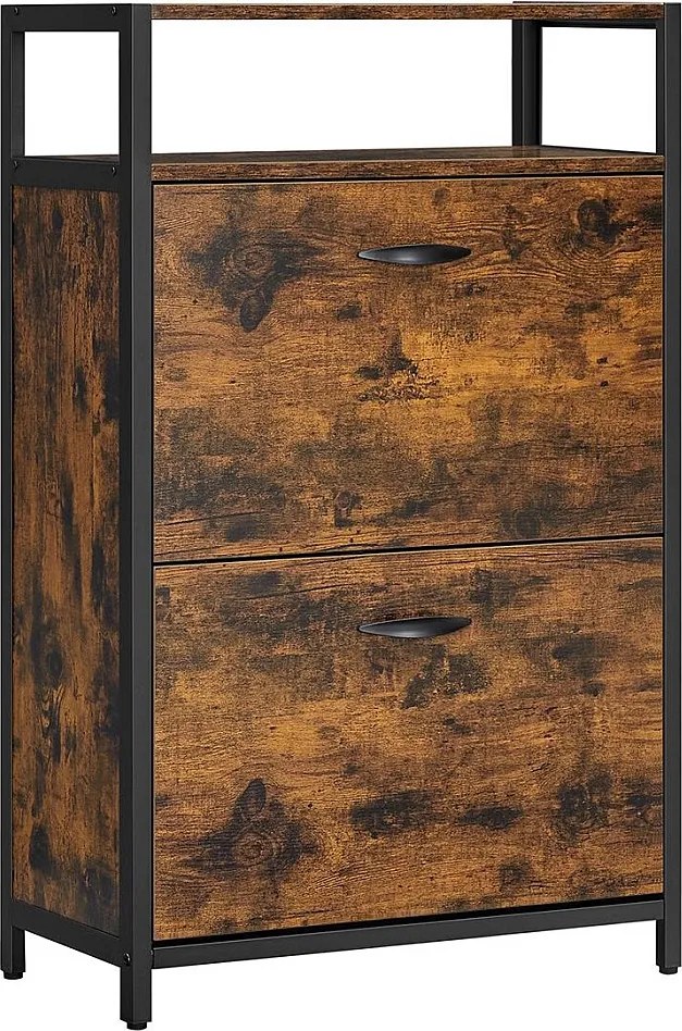 Szafka na buty 60x30x95 cm czarna, rustykalny brąz