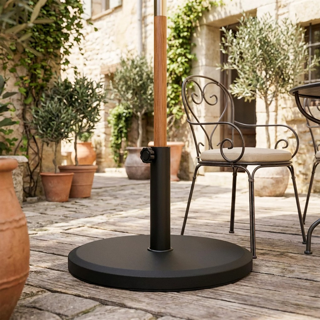 Outsunny Stojak pod parasol cementowy 13kg, okrągły, dla masztów o średnicy 34mm/38mm/48mm, czarny | Aosom PL