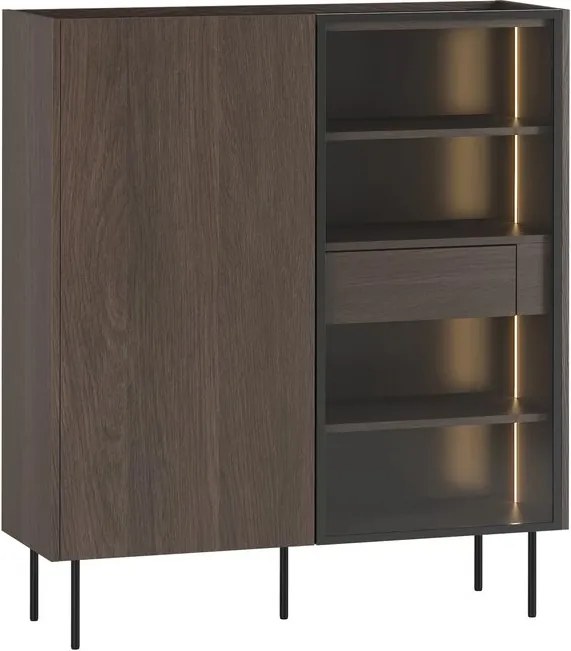 Witryna Dunari 120 cm dwudrzwiowa z ukrytymi szufladami - dąb dunin