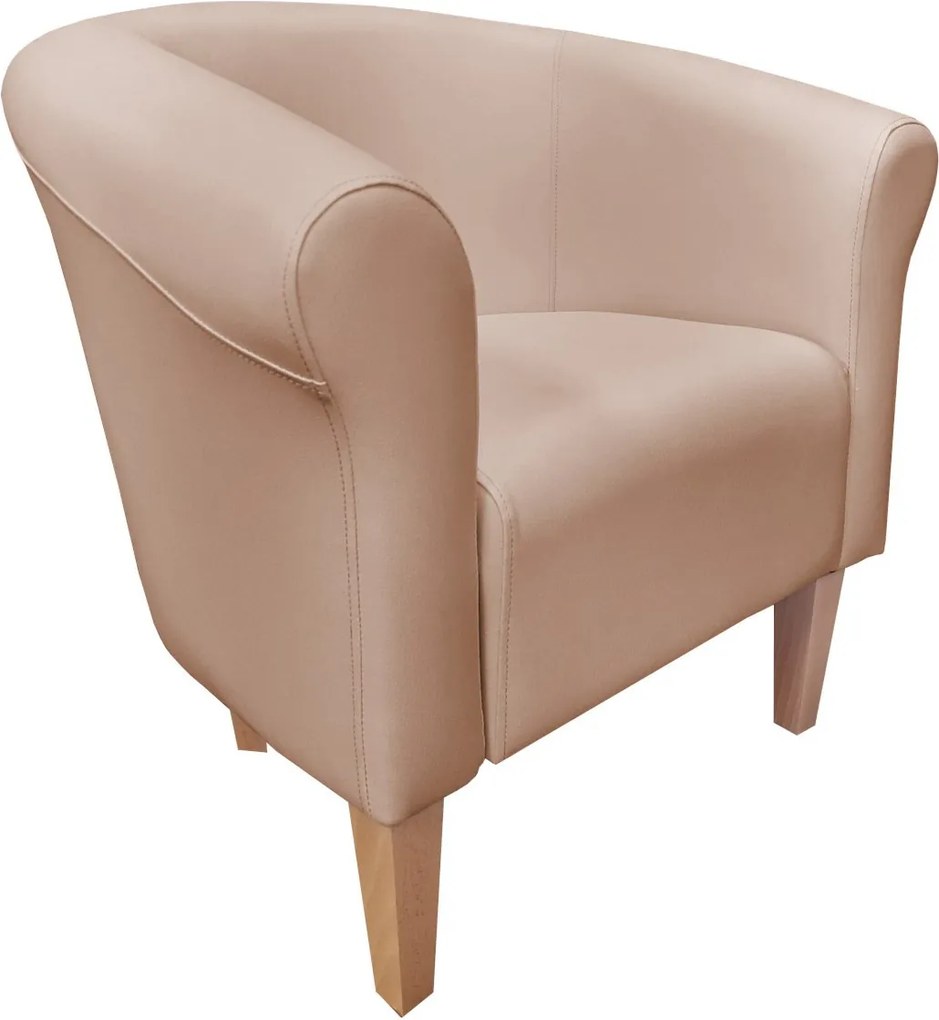 Fotel Milo tkanina Eko-skóra elegancki fotel do salonu i gabinetu : Kolor nogi - Drewno, Kolor tkaniny - EKO-SKÓRA - 11D, Wysokość nogi - 20 cm