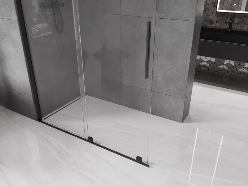 Mexen Velar ścianka prysznicowa rozsuwana Walk-in 150 x 200 cm, transparent 8 mm, czarna - 871-150-000-03-70