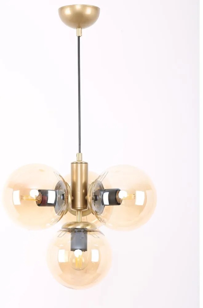 Lampa wisząca w żółto-złotym kolorze ze szklanym kloszem ø 15 cm Hector – Squid Lighting