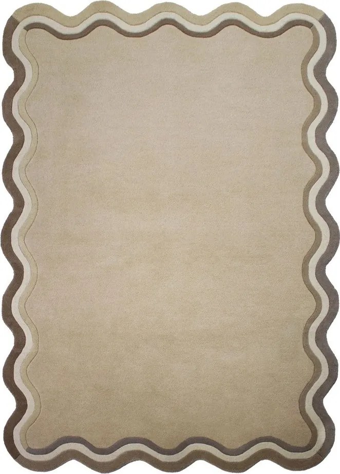 Wełniany dywan tkany ręcznie w naturalnym kolorze 160x230 cm Leo Scallop – Flair Rugs