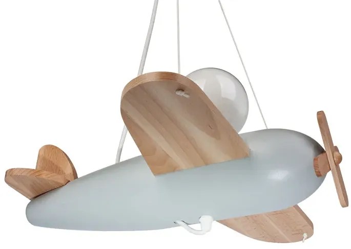 Szara drewniana lampa wisząca samolot - S201-Velori