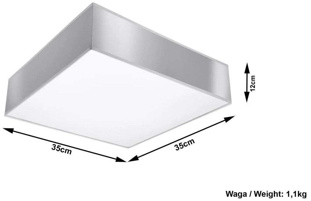 Minimalistyczny kwadratowy plafon szary H8-T19