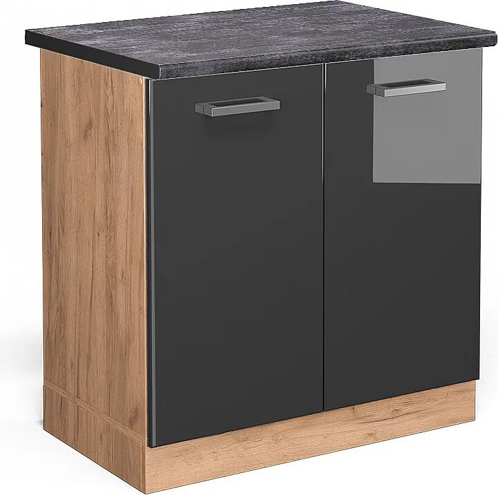 Szafka pod zlew antracyt wysoki połysk 80x60x81.6 r-line