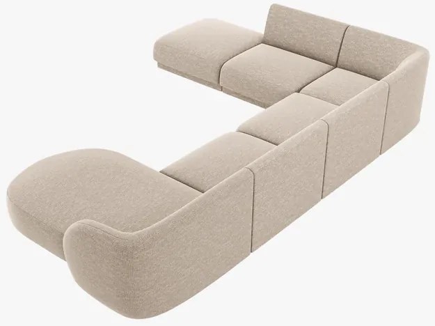 OUTLET Narożnik panoramiczny sofa narożna 330/255/70 beż tkanina strukturalna Miley od Micadoni