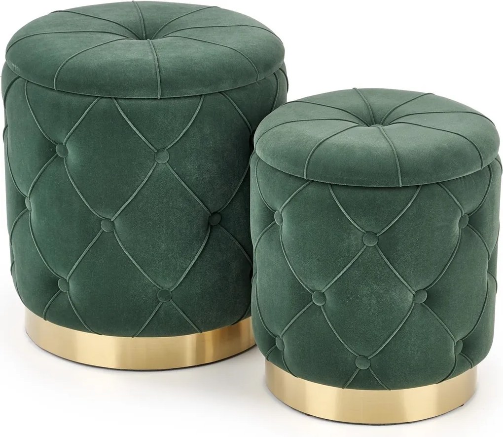 Zestaw 2 puf tapicerowanych tkaniną w stylu glamour Polly