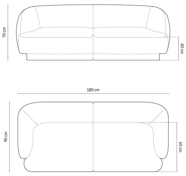 OUTLET Sofa 2-osobowa welur beż 180/90/70 Miley od Micadoni