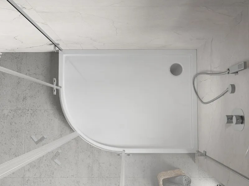 Mexen Flow+ brodzik półokrągły asymetryczny prawy 100 x 90 cm, biały połysk - 46Q109010RH