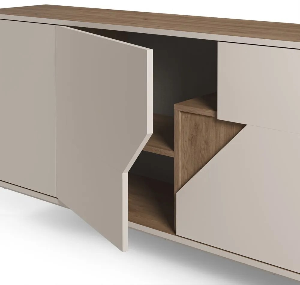 Kremowo-naturalna komoda w dekorze dębu 150x80x40 cm Lilou – Marckeric