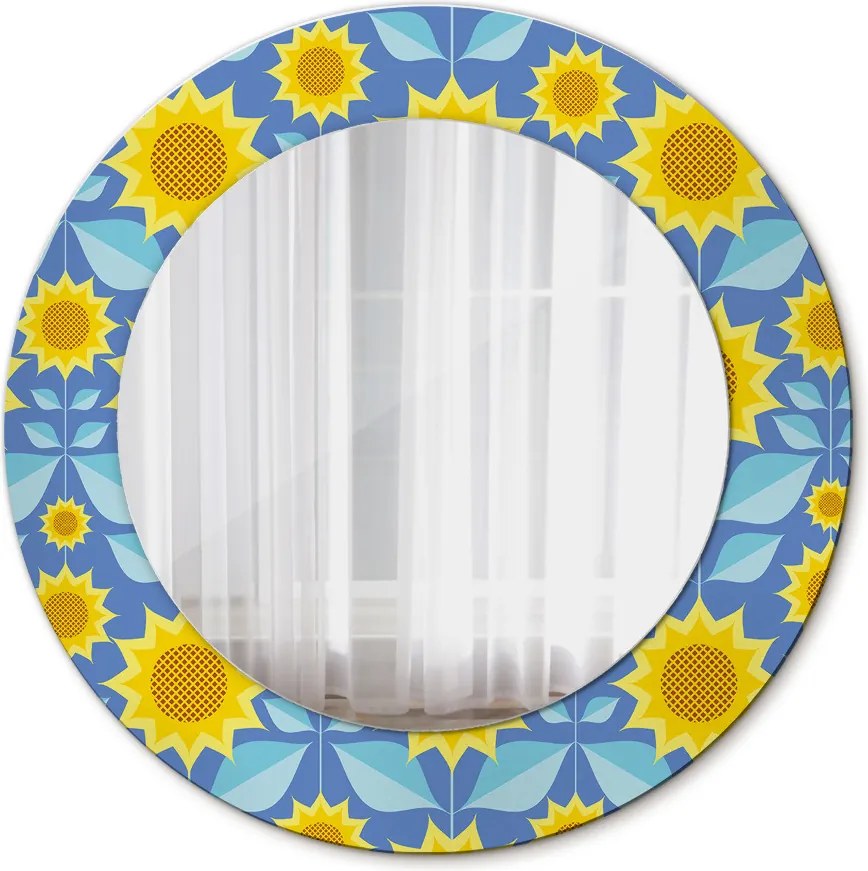 Lustro dekoracyjne okrągłe Geometryczne słoneczniki