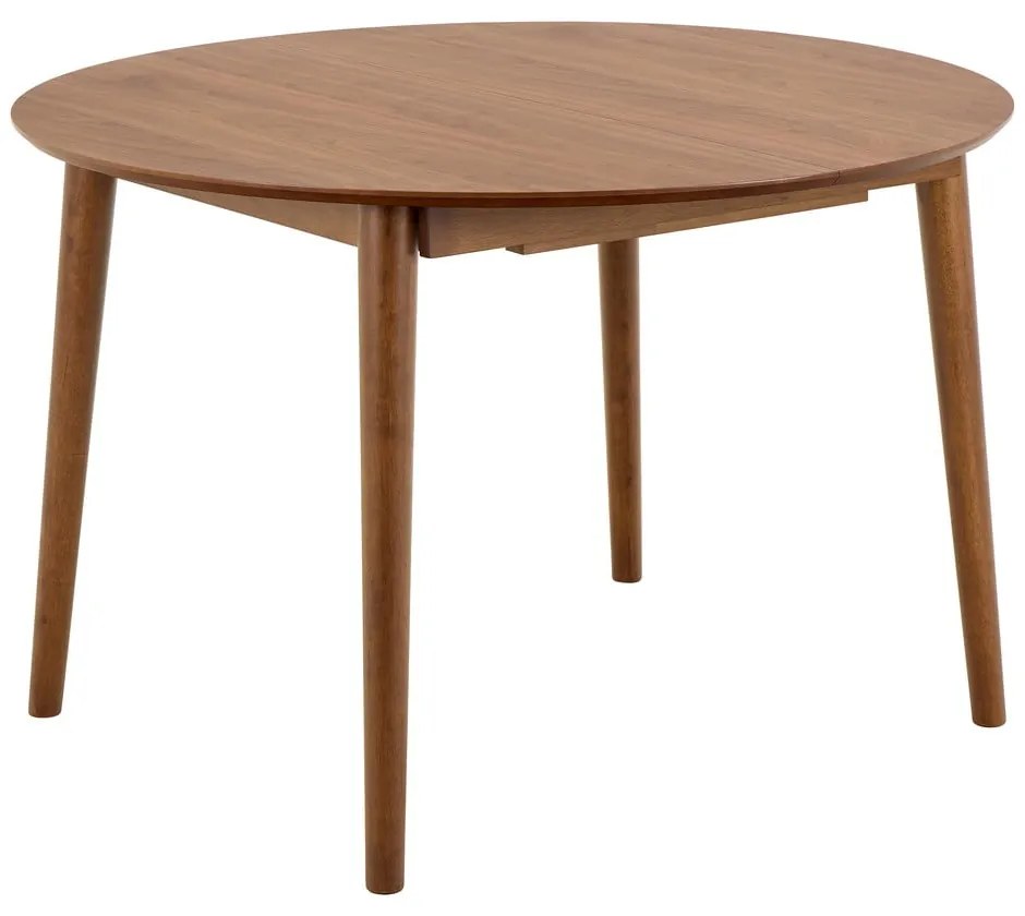 Okrągły rozkładany stół z dodatkowym blatem w dekorze orzecha ø 115 cm Montreux – Actona