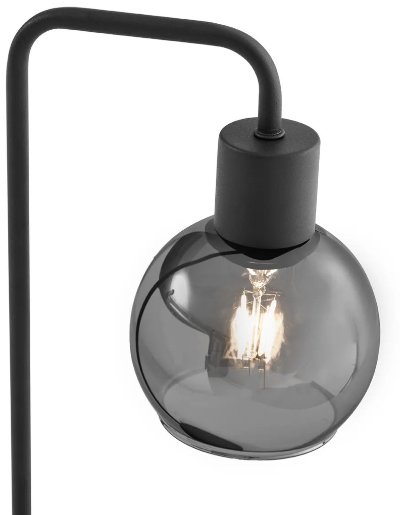 Lampa stołowa art deco czarna z przydymionym szkłem - Vidro ArtDeco Oswietlenie wewnetrzne
