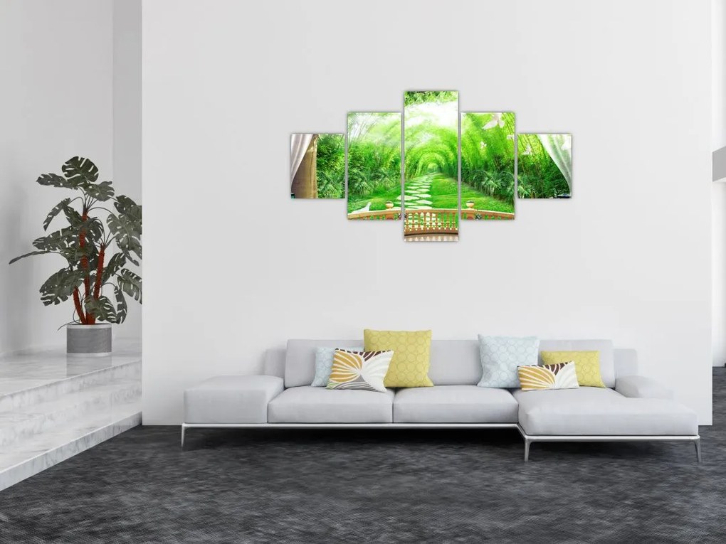 Obraz - Widok na tropikalny ogród (125x70 cm)