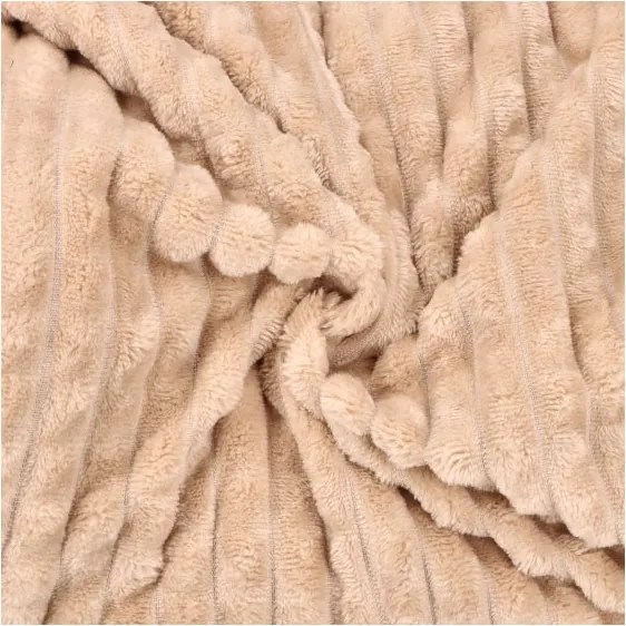 Koc beżowy 200x220cm mikrofibra przytulny kostka miękki narzuta lekki modny