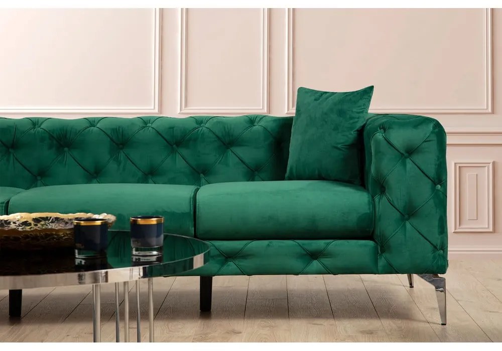 Ciemnozielona aksamitna sofa 197 cm Como – Artie