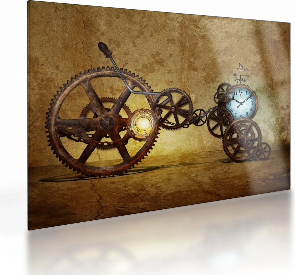 Obraz na szkle starych mechanizmów zegarowych (70x50 cm)