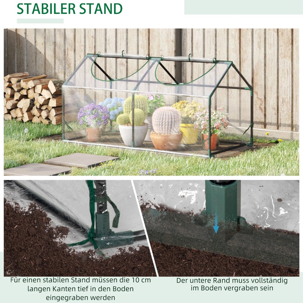 Outsunny Szklarnia Foliowa z Okienkiem do Uprawy Pomidorów PE Przezroczysta Skrzynia Inspekcyjna 119x60x60cm | Aosom PL