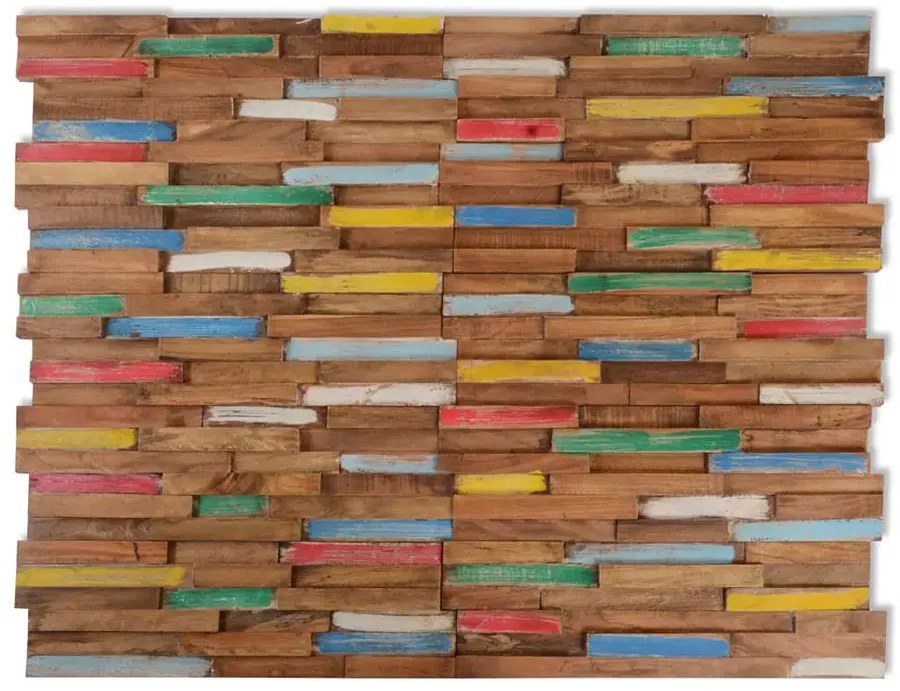 Wielokolorowe panele ścienne z drewna tekowego Z6-A34