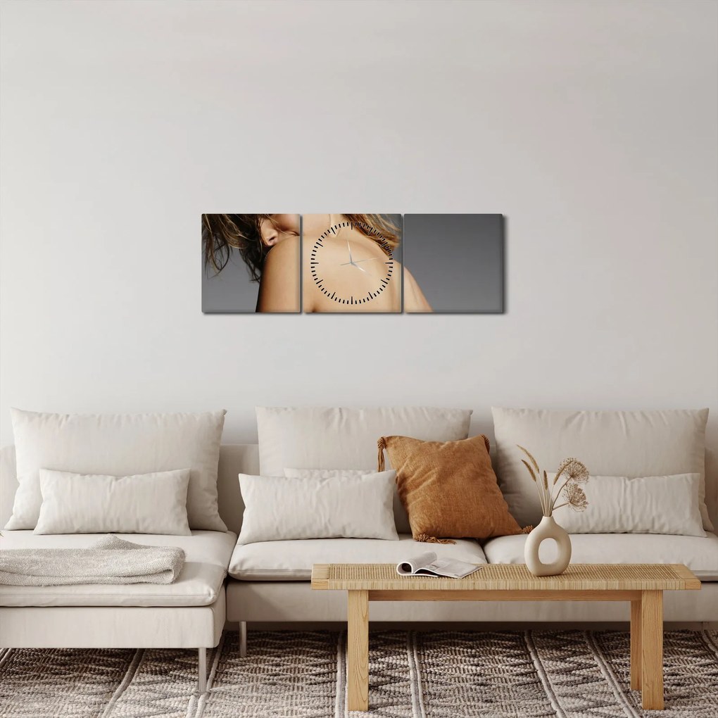 Obraz kąpiącej się kobiety (z zegarem) (90x30 cm)