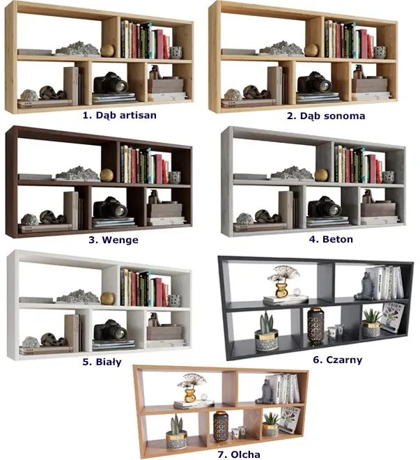 Minimalistyczna półka ścienna na książki artisan S8-T33