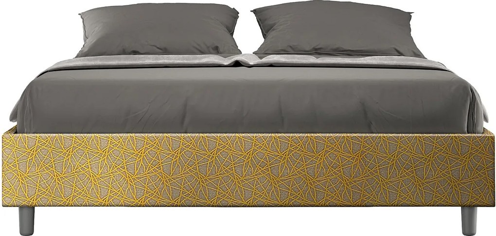 Łóżko bez stelaża tapicerowane 160x200 tkaniny Era 06 Żółty Azelia