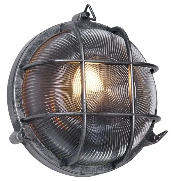 Zewnętrzna lampa ścienna srebrna okrągła IP44 - Noutica