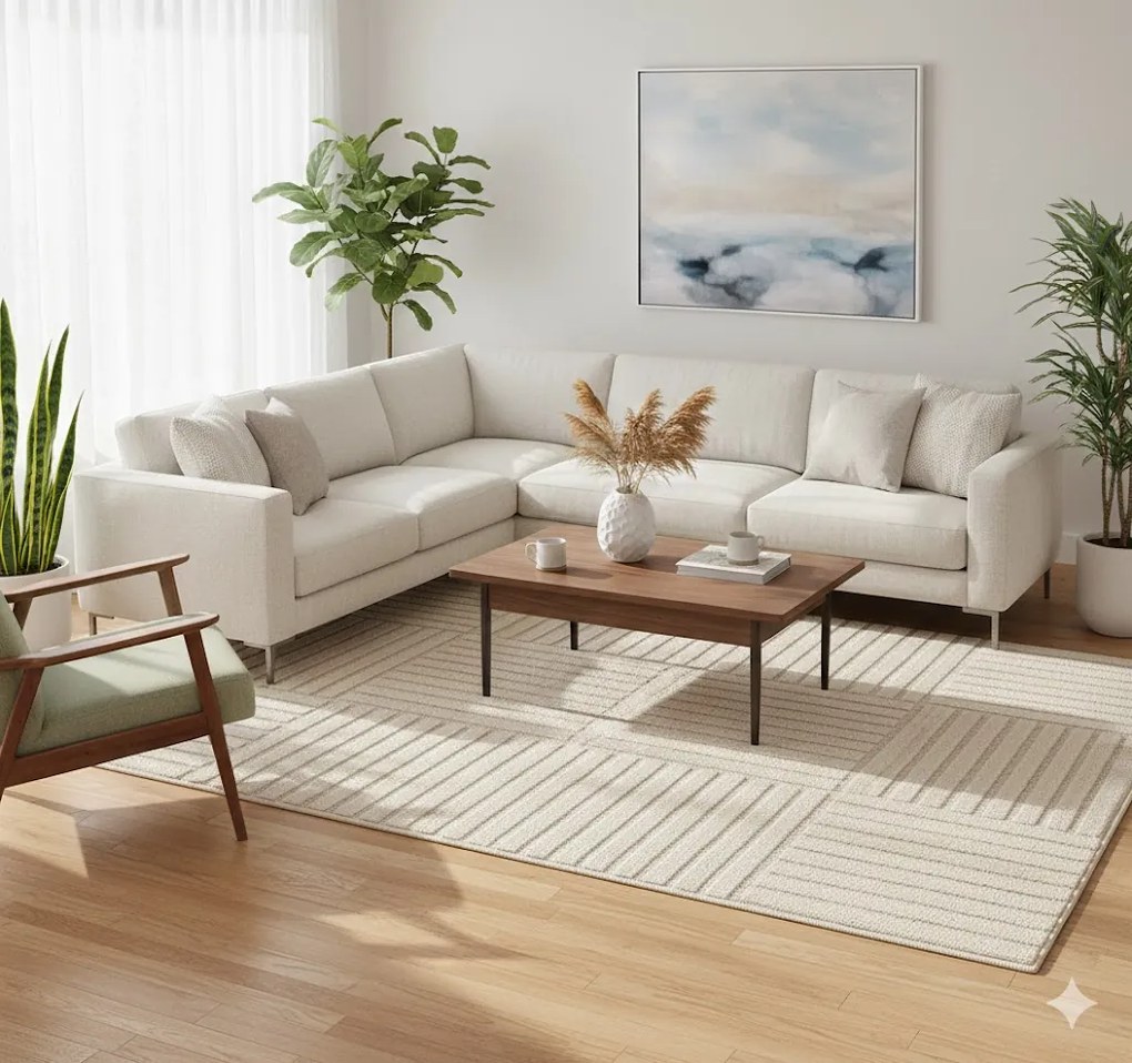 Dywan nowoczesny Art 3D Kwadraty kremowy 240 cm x 340 cm