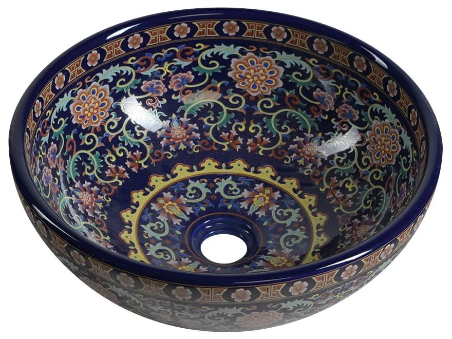 Ciemnoniebieska ceramiczna okrągła umywalka ø 41 cm Priori – Sapho