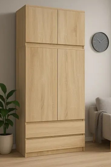 Szafa dwudrzwiowa z nadstawką wenge + biały - Enio 3X