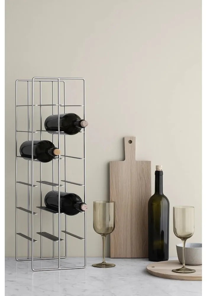 Stojak na wino w kolorze srebra, 9 butelek
