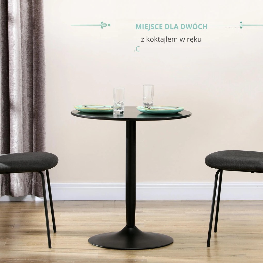 HOMCOM Stół do jadalni Okrągły stół kuchenny Antypoślizgowy design Idealny dla 2 osób Elegancki i funkcjonalny | Aosom PL