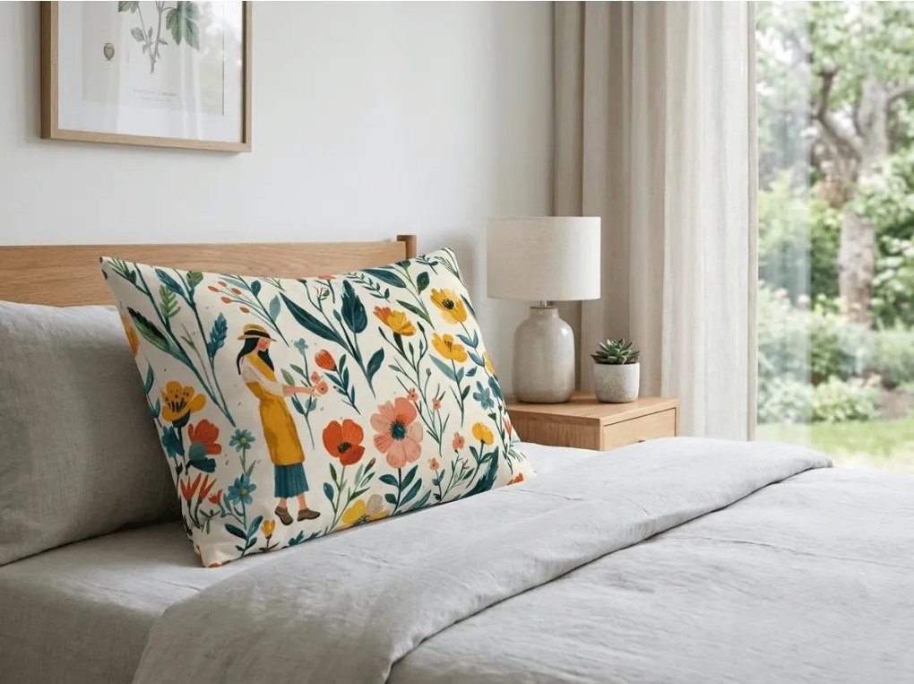 Bawełniana poszewka na poduszkę FLOVINA POLY 50x70 cm, kolorowa