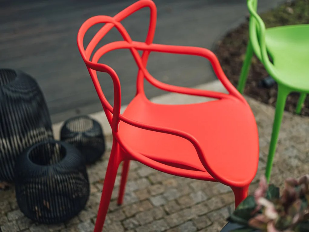 Zestaw 4 krzeseł plastikowych KATO, koralowy